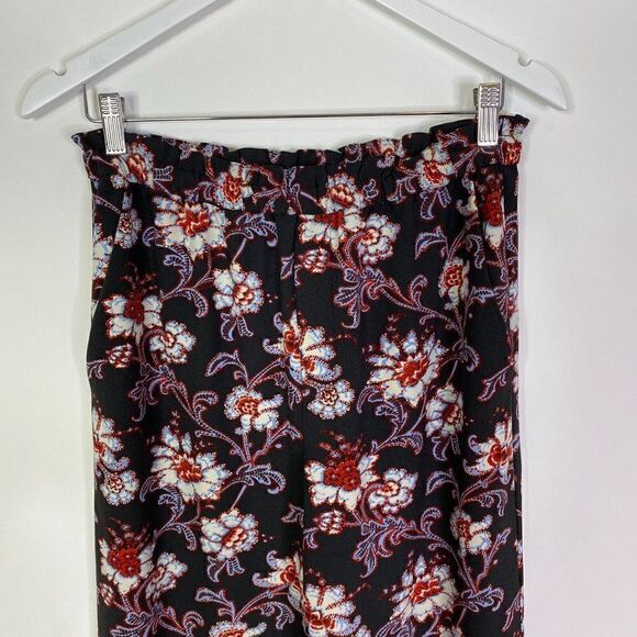 CLEARANCE - Club Monaco Black Floral Print Pull On Elastic Waist Dress Pants - Picture 3 of 6